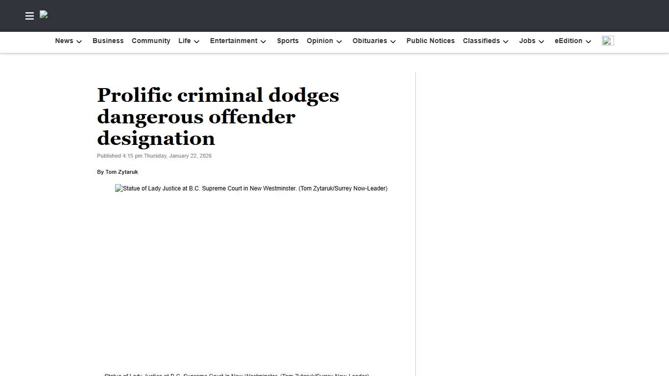 Prolific criminal dodges dangerous offender designation Grand Forks Gazette