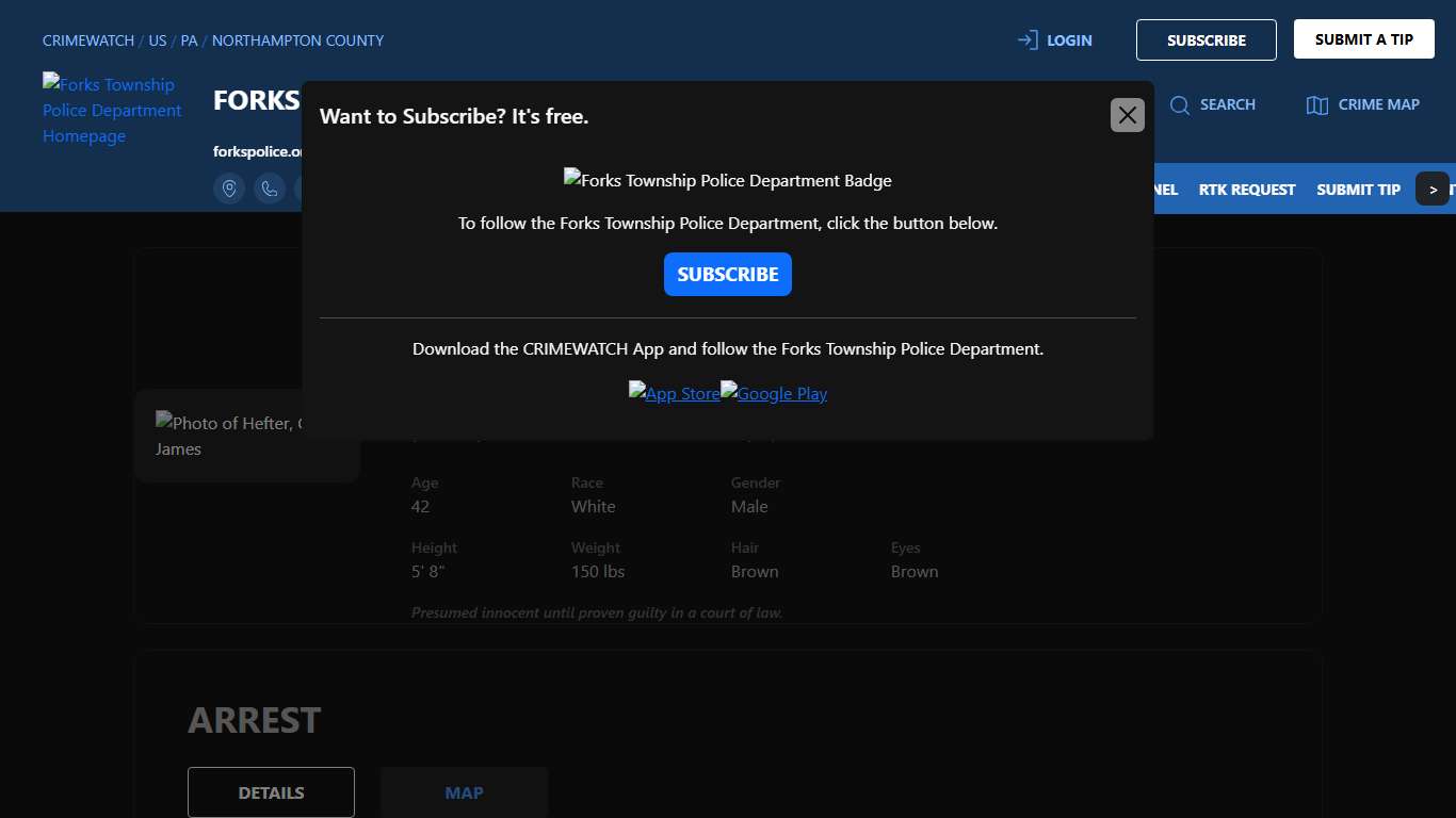 Hefter, Chad James - (1 COUNT) BURGLARY (F2) and 6 additional charges Forks Township Police Department
